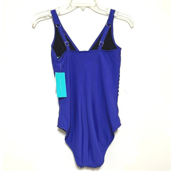 Women’s One Piece Flattering Full Coverage Swimsuit Size Medium 8-10 Blue UPF50+ - Picture 4 of 8